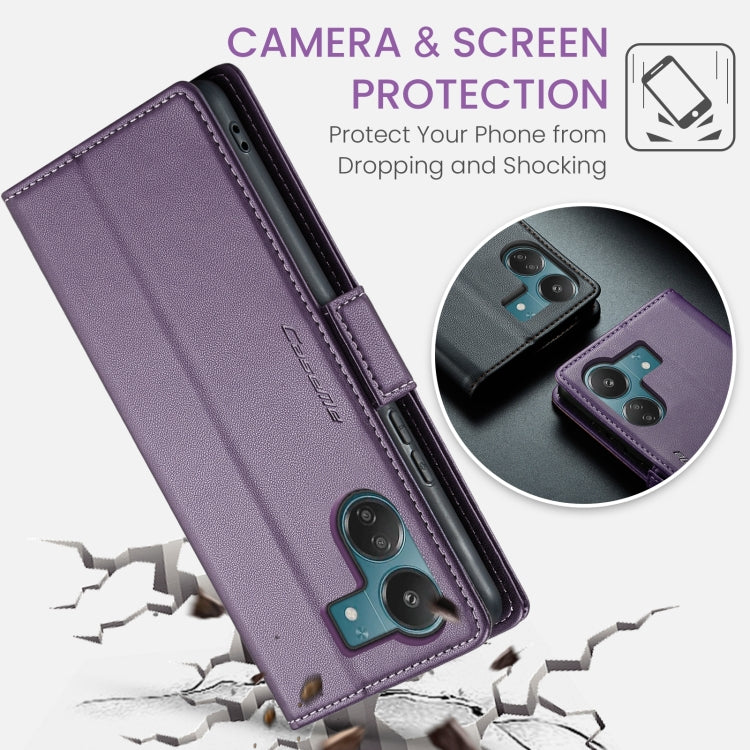 For Xiaomi Poco C65 4G CaseMe 023 Butterfly Buckle Litchi Texture RFID Anti-theft Leather Phone Case(Pearly Purple)