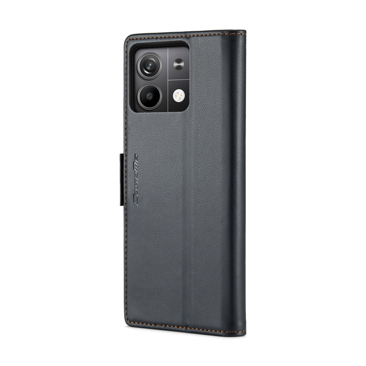 For Xiaomi Redmi Note 13 5G CaseMe 023 Butterfly Buckle Litchi Texture RFID Anti-theft Leather Phone Case(Black)