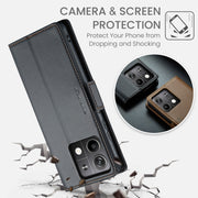 For Xiaomi Redmi Note 13 5G CaseMe 023 Butterfly Buckle Litchi Texture RFID Anti-theft Leather Phone Case(Black)