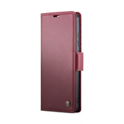 For Xiaomi Redmi Note 13 5G CaseMe 023 Butterfly Buckle Litchi Texture RFID Anti-theft Leather Phone Case(Wine Red)