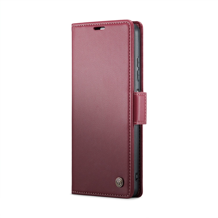 For Xiaomi Redmi Note 13 5G CaseMe 023 Butterfly Buckle Litchi Texture RFID Anti-theft Leather Phone Case(Wine Red)