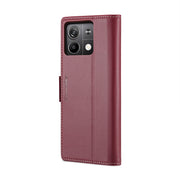 For Xiaomi Redmi Note 13 5G CaseMe 023 Butterfly Buckle Litchi Texture RFID Anti-theft Leather Phone Case(Wine Red)