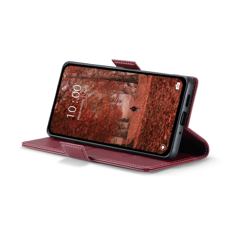 For Xiaomi Redmi Note 13 5G CaseMe 023 Butterfly Buckle Litchi Texture RFID Anti-theft Leather Phone Case(Wine Red)