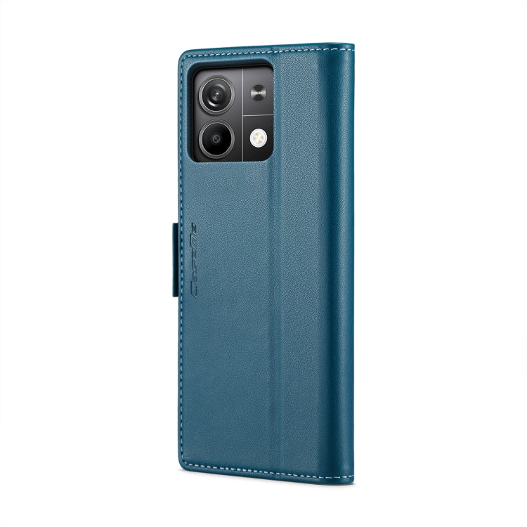 For Xiaomi Redmi Note 13 5G CaseMe 023 Butterfly Buckle Litchi Texture RFID Anti-theft Leather Phone Case(Blue)