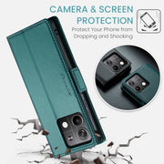 For Xiaomi Redmi Note 13 5G CaseMe 023 Butterfly Buckle Litchi Texture RFID Anti-theft Leather Phone Case(Pearly Blue)