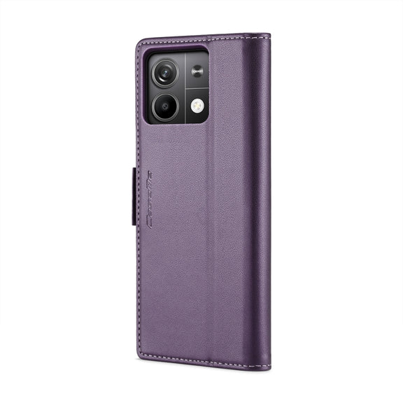 For Xiaomi Redmi Note 13 5G CaseMe 023 Butterfly Buckle Litchi Texture RFID Anti-theft Leather Phone Case(Pearly Purple)