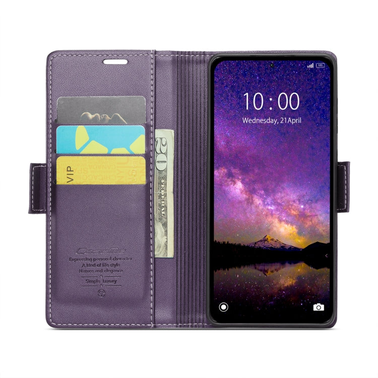 For Xiaomi Redmi Note 13 5G CaseMe 023 Butterfly Buckle Litchi Texture RFID Anti-theft Leather Phone Case(Pearly Purple)