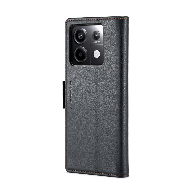 For Xiaomi Redmi Note 13 Pro 5G CaseMe 023 Butterfly Buckle Litchi Texture RFID Anti-theft Leather Phone Case(Black)