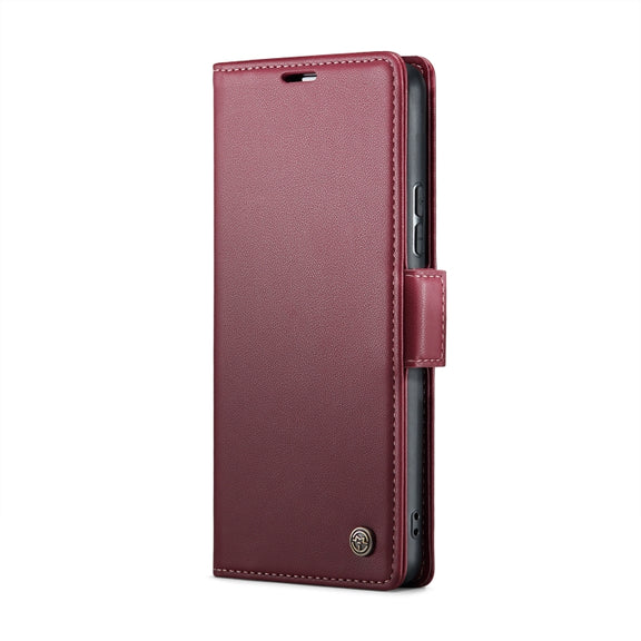 For Xiaomi Redmi Note 13 Pro 5G CaseMe 023 Butterfly Buckle Litchi Texture RFID Anti-theft Leather Phone Case(Wine Red)