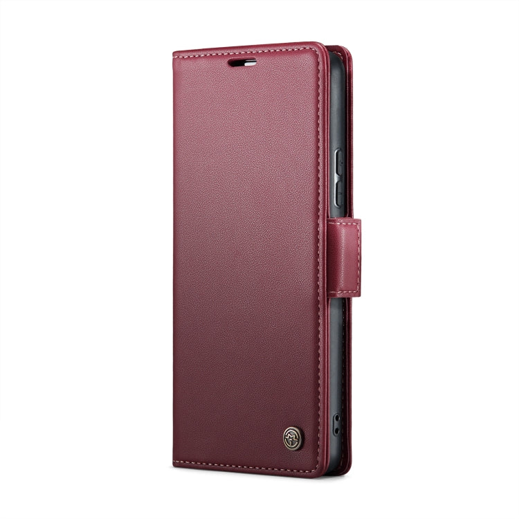For Xiaomi Redmi Note 13 Pro 5G CaseMe 023 Butterfly Buckle Litchi Texture RFID Anti-theft Leather Phone Case(Wine Red)