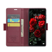 For Xiaomi Redmi Note 13 Pro 5G CaseMe 023 Butterfly Buckle Litchi Texture RFID Anti-theft Leather Phone Case(Wine Red)
