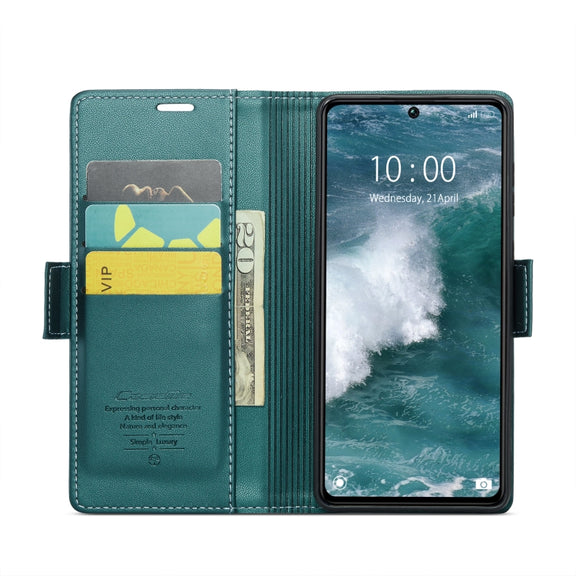 For Xiaomi Redmi Note 13 Pro 5G CaseMe 023 Butterfly Buckle Litchi Texture RFID Anti-theft Leather Phone Case(Pearly Blue)