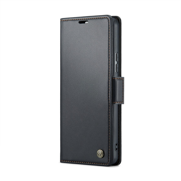 For Xiaomi Poco X6 5G CaseMe 023 Butterfly Buckle Litchi Texture RFID Anti-theft Leather Phone Case(Black)