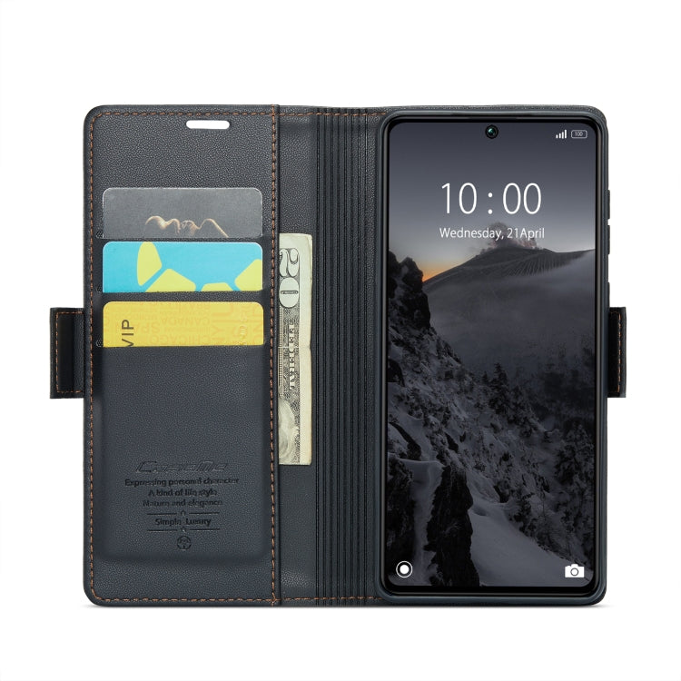 For Xiaomi Poco X6 5G CaseMe 023 Butterfly Buckle Litchi Texture RFID Anti-theft Leather Phone Case(Black)