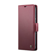 For Xiaomi Poco X6 5G CaseMe 023 Butterfly Buckle Litchi Texture RFID Anti-theft Leather Phone Case(Wine Red)