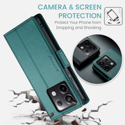 For Xiaomi Poco X6 5G CaseMe 023 Butterfly Buckle Litchi Texture RFID Anti-theft Leather Phone Case(Pearly Blue)