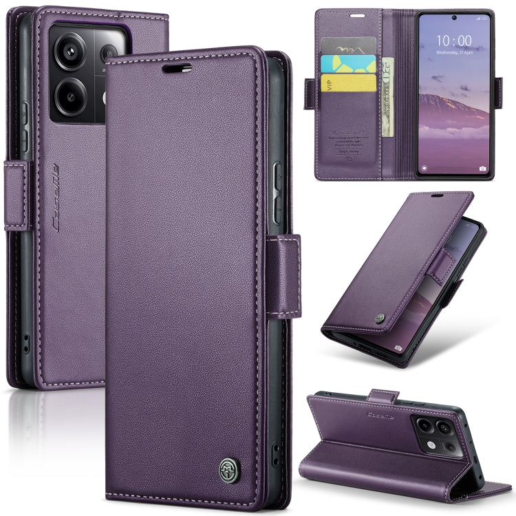 For Xiaomi Poco X6 5G CaseMe 023 Butterfly Buckle Litchi Texture RFID Anti-theft Leather Phone Case(Pearly Purple) - free shipping - PMC Jewellery - Order now!