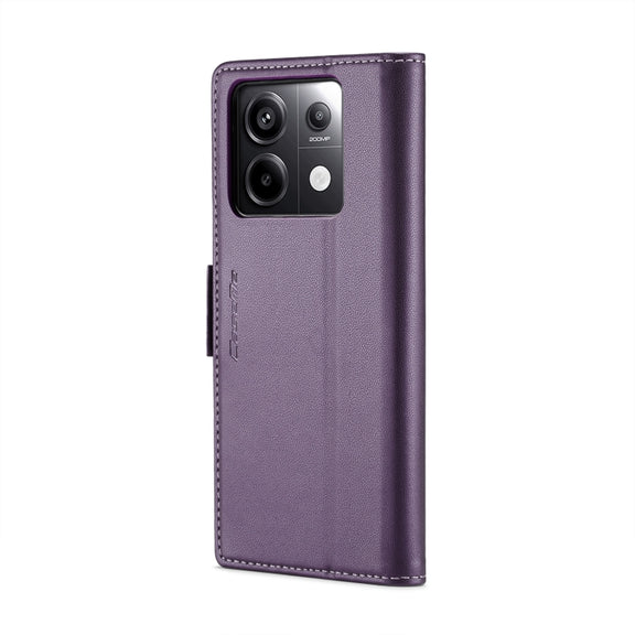 For Xiaomi Poco X6 5G CaseMe 023 Butterfly Buckle Litchi Texture RFID Anti-theft Leather Phone Case(Pearly Purple)