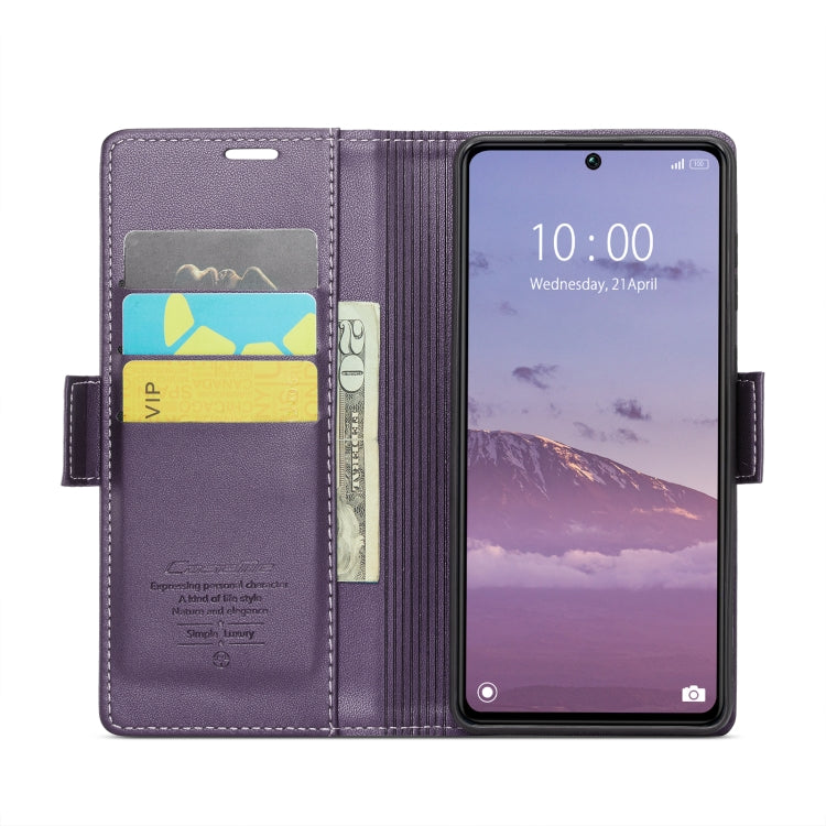 For Xiaomi Poco X6 5G CaseMe 023 Butterfly Buckle Litchi Texture RFID Anti-theft Leather Phone Case(Pearly Purple)