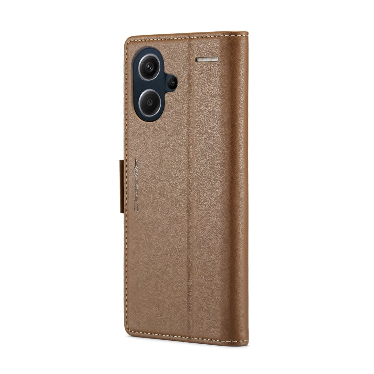 For Xiaomi Redmi Note 13 Pro+ 5G CaseMe 023 Butterfly Buckle Litchi Texture RFID Anti-theft Leather Phone Case(Brown)