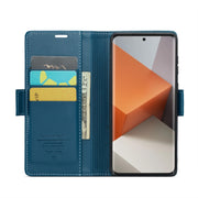 For Xiaomi Redmi Note 13 Pro+ 5G CaseMe 023 Butterfly Buckle Litchi Texture RFID Anti-theft Leather Phone Case(Blue)