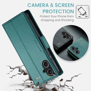 For Xiaomi Redmi Note 13 Pro+ 5G CaseMe 023 Butterfly Buckle Litchi Texture RFID Anti-theft Leather Phone Case(Pearly Blue)