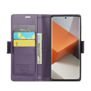 For Xiaomi Redmi Note 13 Pro+ 5G CaseMe 023 Butterfly Buckle Litchi Texture RFID Anti-theft Leather Phone Case(Pearly Purple)