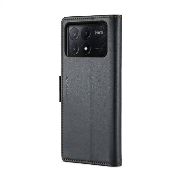 For Xiaomi Poco X6 Pro 5G/Redmi K70E 5G CaseMe 023 Butterfly Buckle Litchi Texture RFID Anti-theft Leather Phone Case(Black)