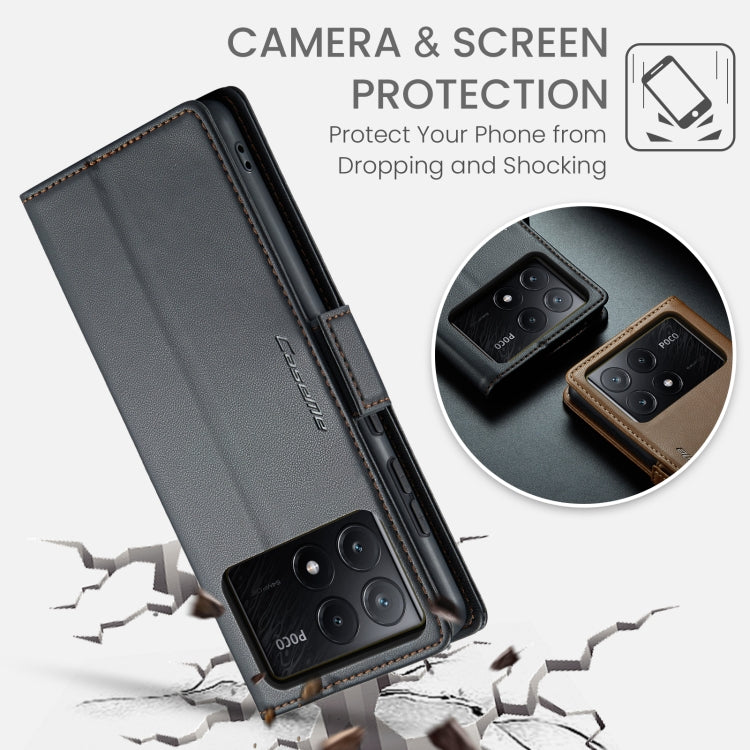 For Xiaomi Poco X6 Pro 5G/Redmi K70E 5G CaseMe 023 Butterfly Buckle Litchi Texture RFID Anti-theft Leather Phone Case(Black)
