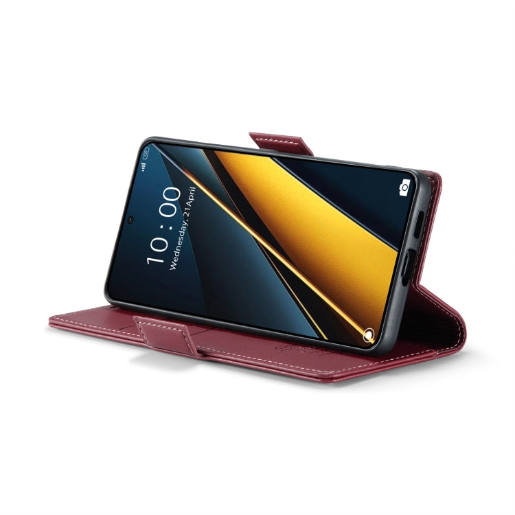 For Xiaomi Poco X6 Pro 5G/Redmi K70E 5G CaseMe 023 Butterfly Buckle Litchi Texture RFID Anti-theft Leather Phone Case(Wine Red)