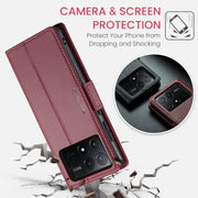 For Xiaomi Poco X6 Pro 5G/Redmi K70E 5G CaseMe 023 Butterfly Buckle Litchi Texture RFID Anti-theft Leather Phone Case(Wine Red)
