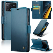 For Xiaomi Poco X6 Pro 5G/Redmi K70E 5G CaseMe 023 Butterfly Buckle Litchi Texture RFID Anti-theft Leather Phone Case(Blue)