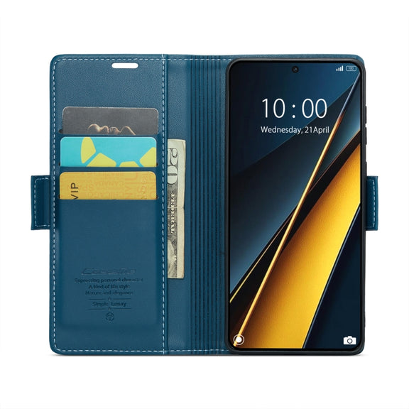 For Xiaomi Poco X6 Pro 5G/Redmi K70E 5G CaseMe 023 Butterfly Buckle Litchi Texture RFID Anti-theft Leather Phone Case(Blue)