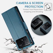 For Xiaomi Poco X6 Pro 5G/Redmi K70E 5G CaseMe 023 Butterfly Buckle Litchi Texture RFID Anti-theft Leather Phone Case(Blue)
