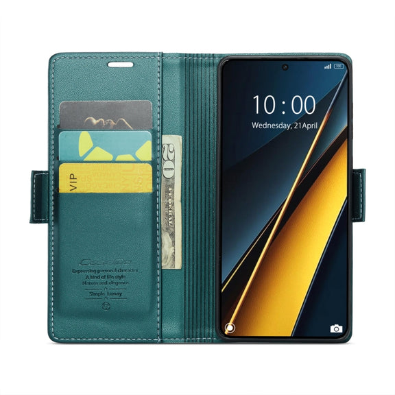For Xiaomi Poco X6 Pro 5G/Redmi K70E 5G CaseMe 023 Butterfly Buckle Litchi Texture RFID Anti-theft Leather Phone Case(Pearly Blue)