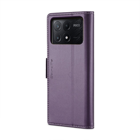 For Xiaomi Poco X6 Pro 5G/Redmi K70E 5G CaseMe 023 Butterfly Buckle Litchi Texture RFID Anti-theft Leather Phone Case(Pearly Purple)