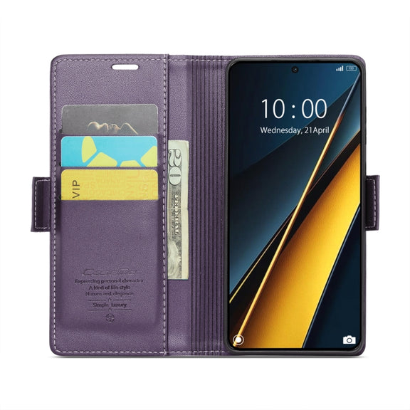 For Xiaomi Poco X6 Pro 5G/Redmi K70E 5G CaseMe 023 Butterfly Buckle Litchi Texture RFID Anti-theft Leather Phone Case(Pearly Purple)