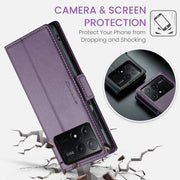 For Xiaomi Poco X6 Pro 5G/Redmi K70E 5G CaseMe 023 Butterfly Buckle Litchi Texture RFID Anti-theft Leather Phone Case(Pearly Purple)