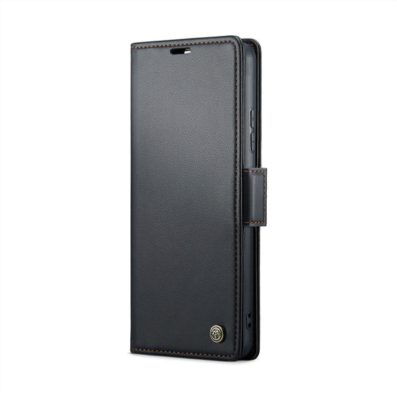 For Xiaomi Redmi Note 13 4G CaseMe 023 Butterfly Buckle Litchi Texture RFID Anti-theft Leather Phone Case(Black)