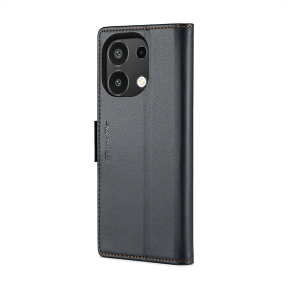 For Xiaomi Redmi Note 13 4G CaseMe 023 Butterfly Buckle Litchi Texture RFID Anti-theft Leather Phone Case(Black)