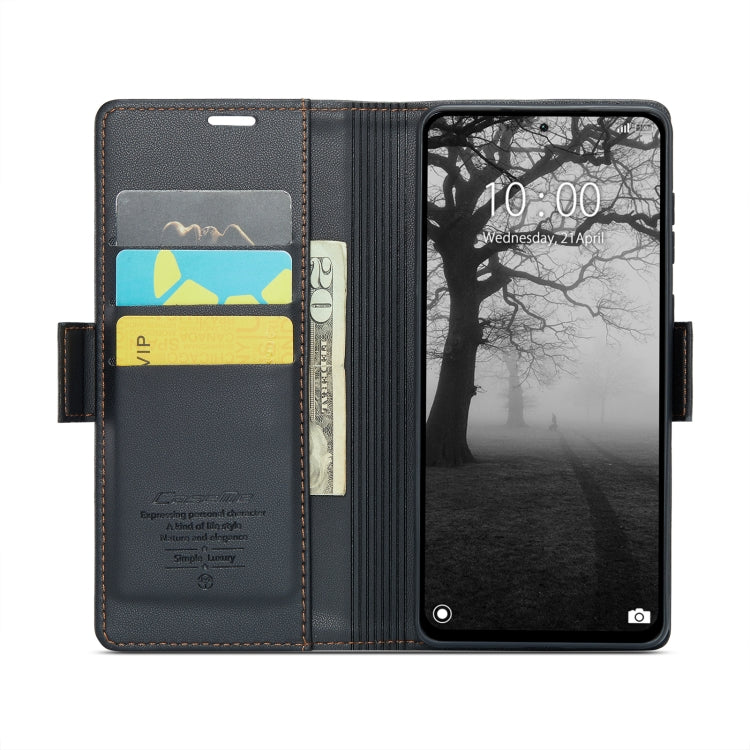 For Xiaomi Redmi Note 13 4G CaseMe 023 Butterfly Buckle Litchi Texture RFID Anti-theft Leather Phone Case(Black)