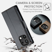 For Xiaomi Redmi Note 13 4G CaseMe 023 Butterfly Buckle Litchi Texture RFID Anti-theft Leather Phone Case(Black)