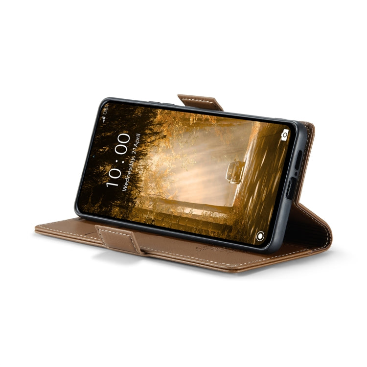 For Xiaomi Redmi Note 13 4G CaseMe 023 Butterfly Buckle Litchi Texture RFID Anti-theft Leather Phone Case(Brown)