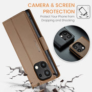 For Xiaomi Redmi Note 13 4G CaseMe 023 Butterfly Buckle Litchi Texture RFID Anti-theft Leather Phone Case(Brown)