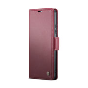 For Xiaomi Redmi Note 13 4G CaseMe 023 Butterfly Buckle Litchi Texture RFID Anti-theft Leather Phone Case(Wine Red)