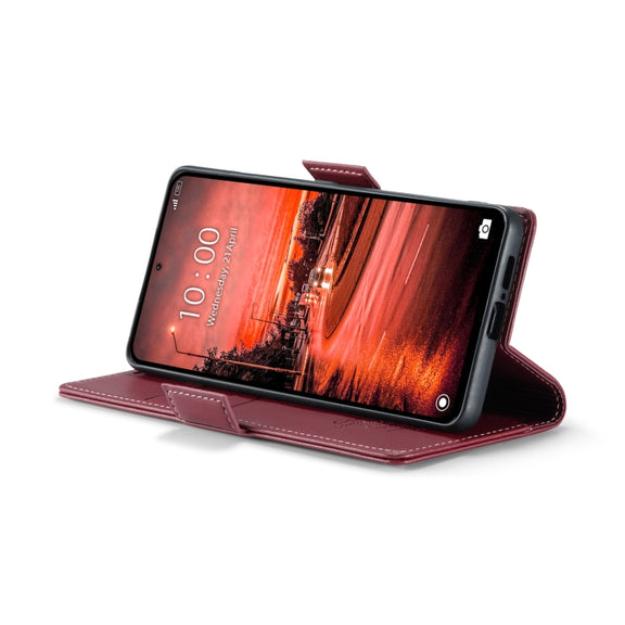 For Xiaomi Redmi Note 13 4G CaseMe 023 Butterfly Buckle Litchi Texture RFID Anti-theft Leather Phone Case(Wine Red)