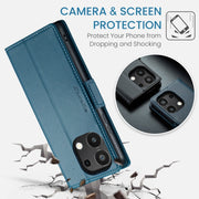 For Xiaomi Redmi Note 13 4G CaseMe 023 Butterfly Buckle Litchi Texture RFID Anti-theft Leather Phone Case(Blue)