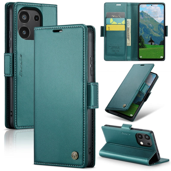 For Xiaomi Redmi Note 13 4G CaseMe 023 Butterfly Buckle Litchi Texture RFID Anti-theft Leather Phone Case(Pearly Blue)