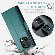 For Xiaomi Redmi Note 13 4G CaseMe 023 Butterfly Buckle Litchi Texture RFID Anti-theft Leather Phone Case(Pearly Blue)