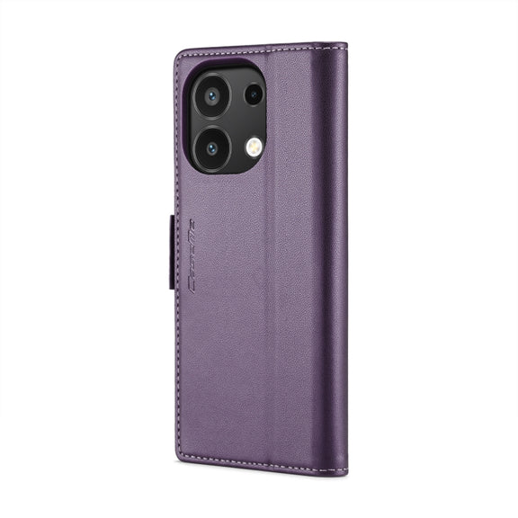 For Xiaomi Redmi Note 13 4G CaseMe 023 Butterfly Buckle Litchi Texture RFID Anti-theft Leather Phone Case(Pearly Purple)